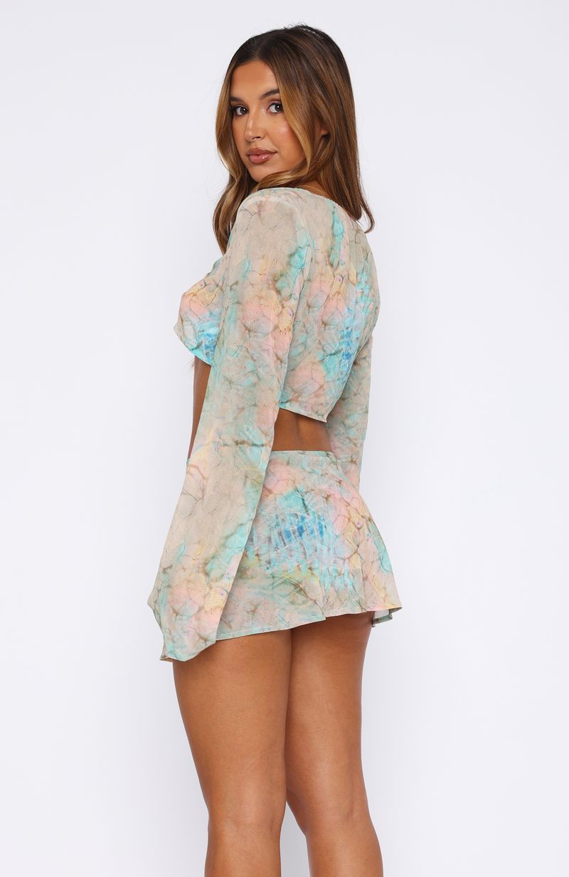 White Fox Riviera Long Sleeve Top Seaside Mottle