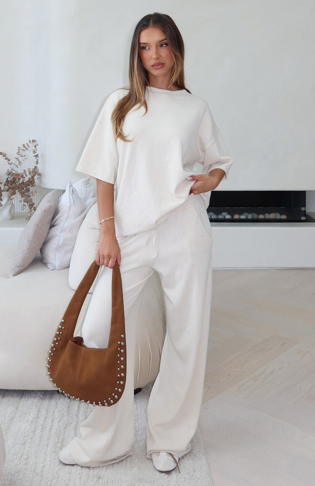 White Fox Rare Catch Knit Pants Cream