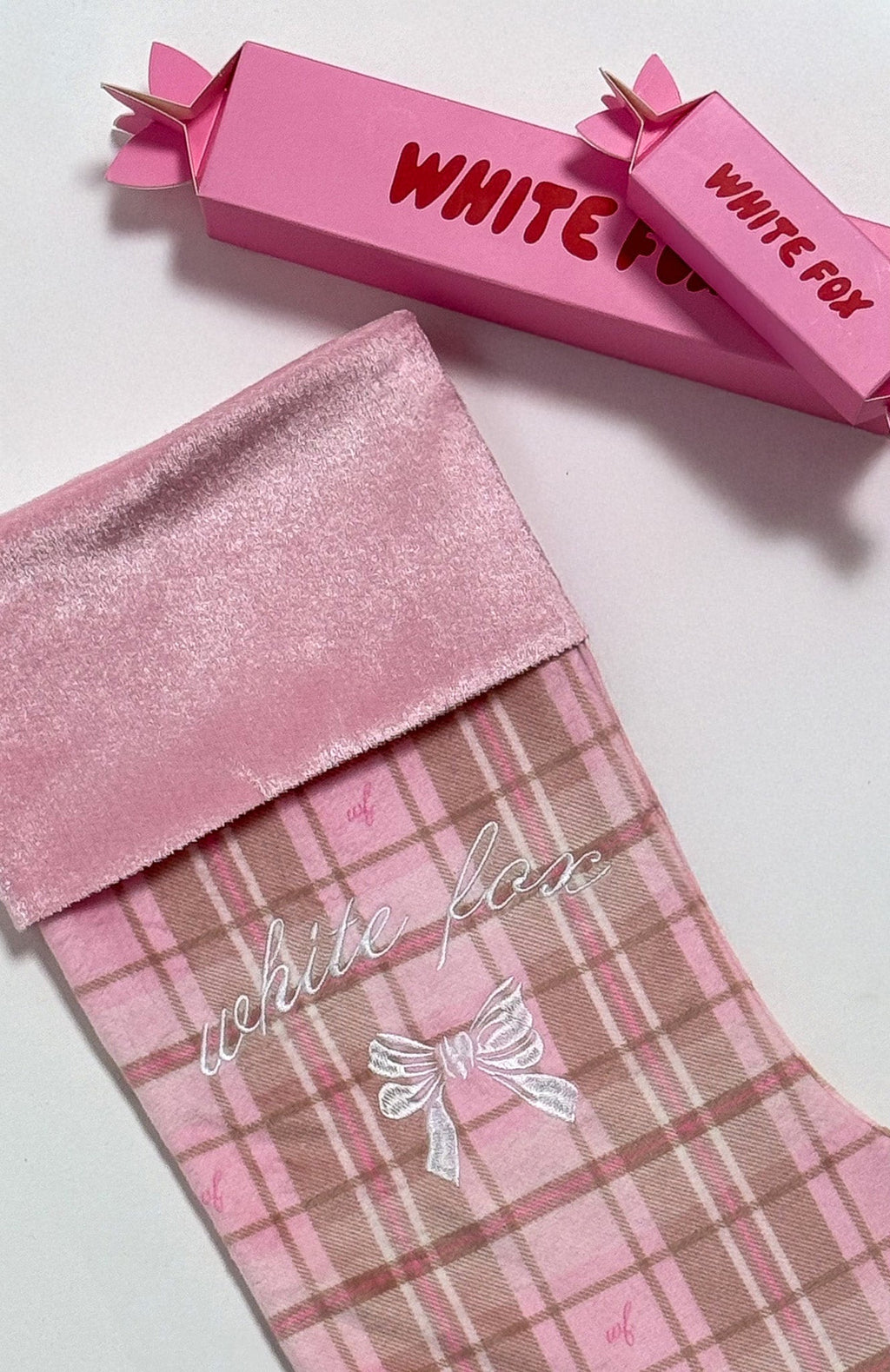 White Fox Xmas Stocking Neapolitan Check