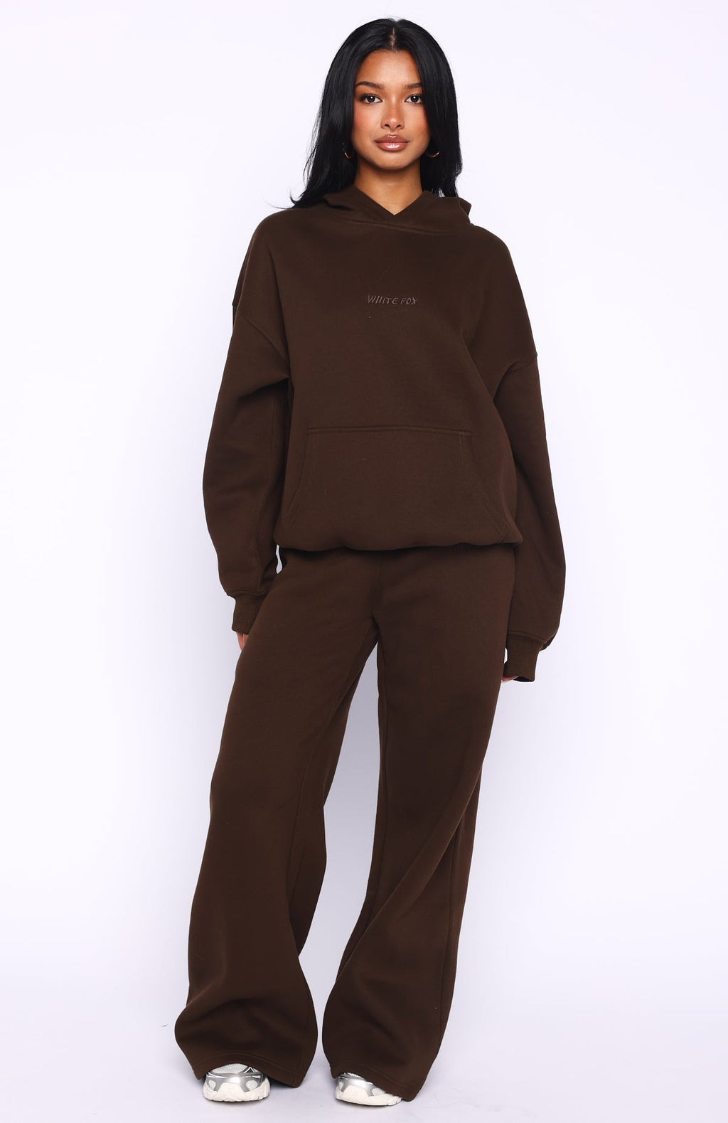 White Fox Come A Long Way Oversized Hoodie Chocolate
