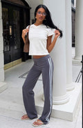 White Fox Almost Ready Straight Leg Pants Charcoal