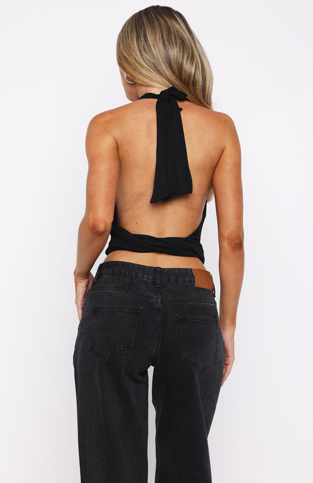 White Fox Love Me In Light Halter Top Black