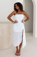 White Fox Living The Glam Life Strapless Midi Dress White