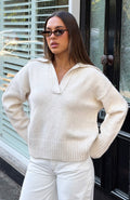 White Fox Chrissy Knit Sweater Oat Marle