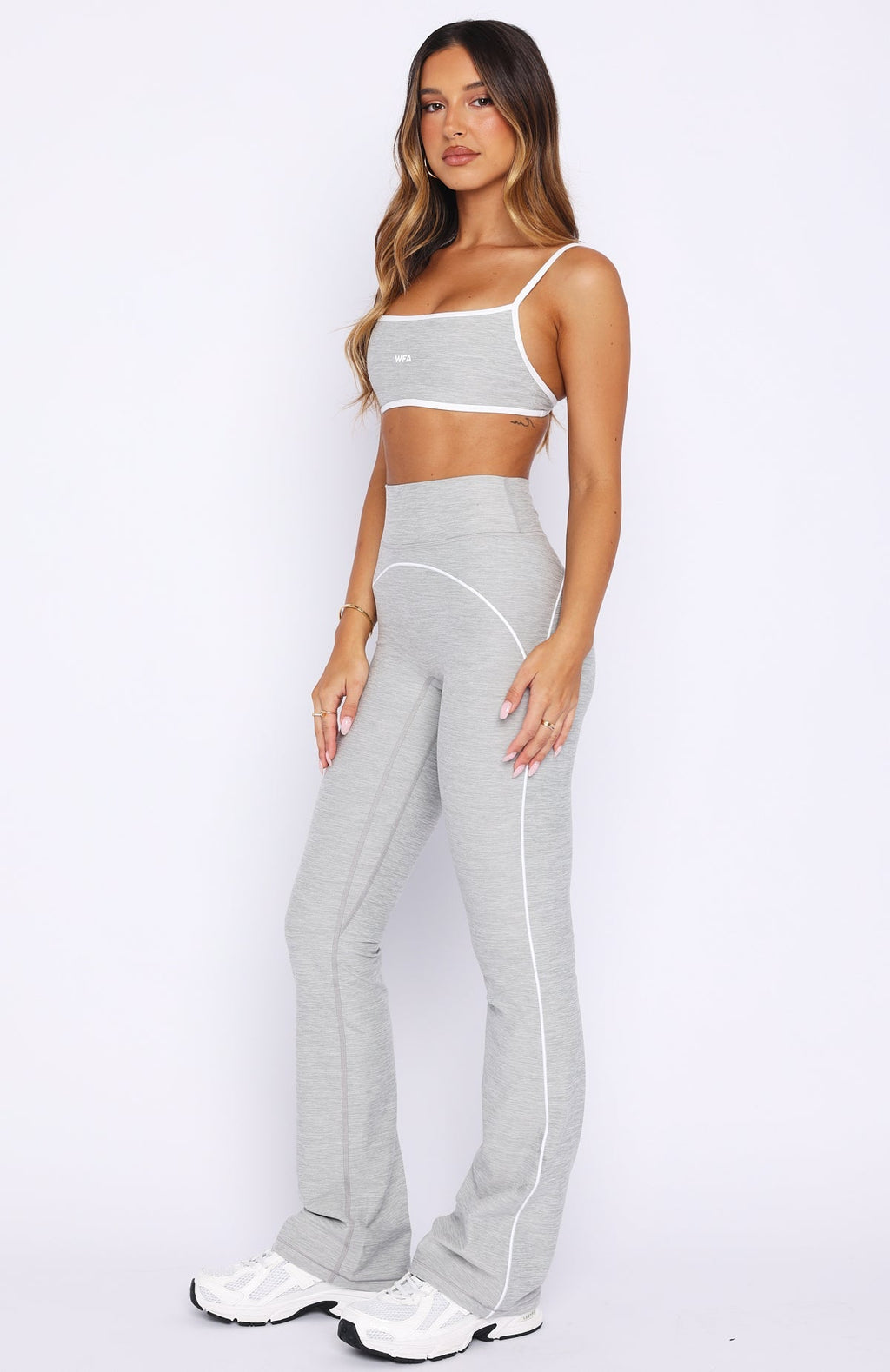White Fox Volt Flare Leggings Grey Marle