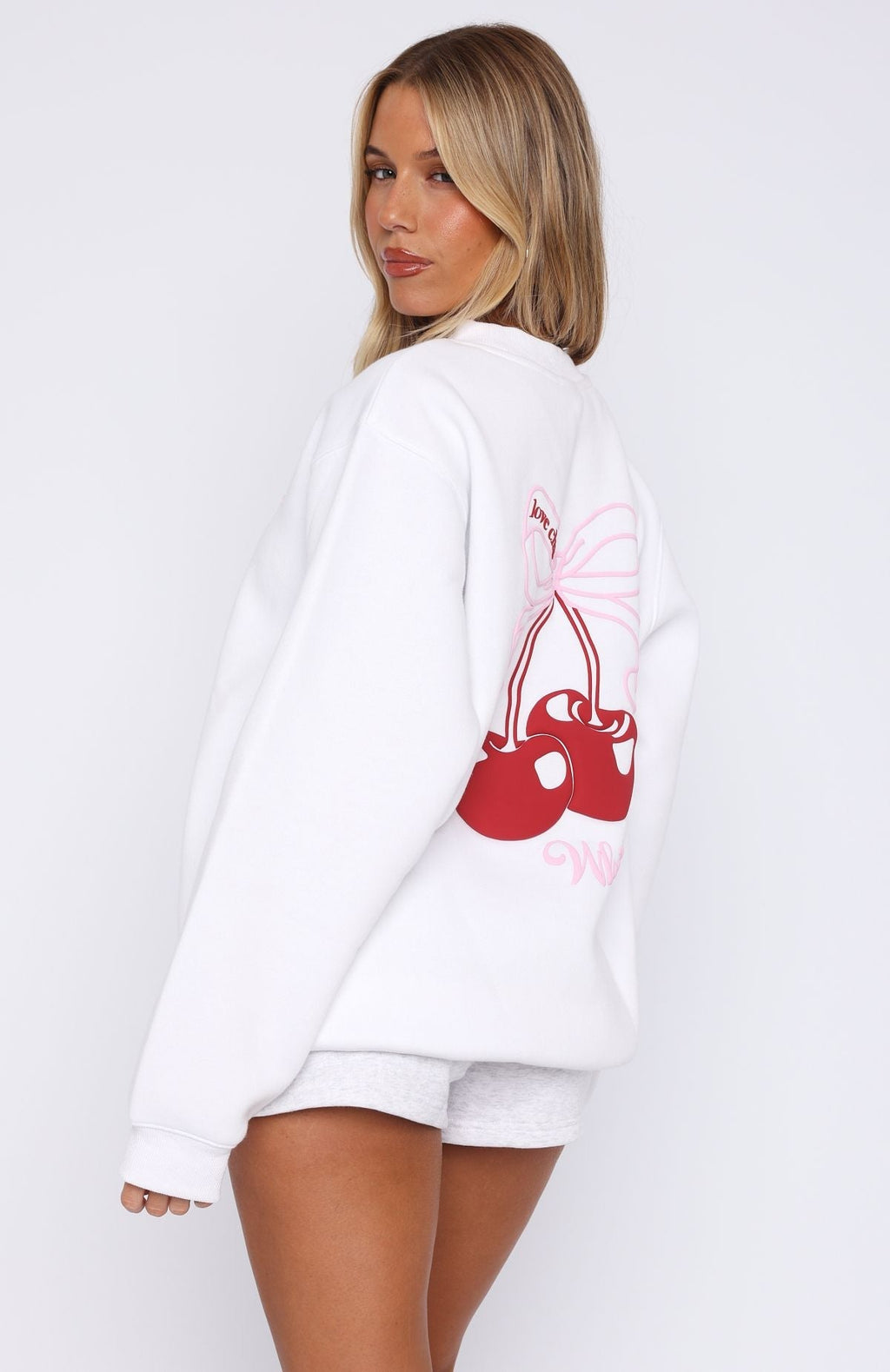 White Fox Fell So Hard Oversized Sweater White