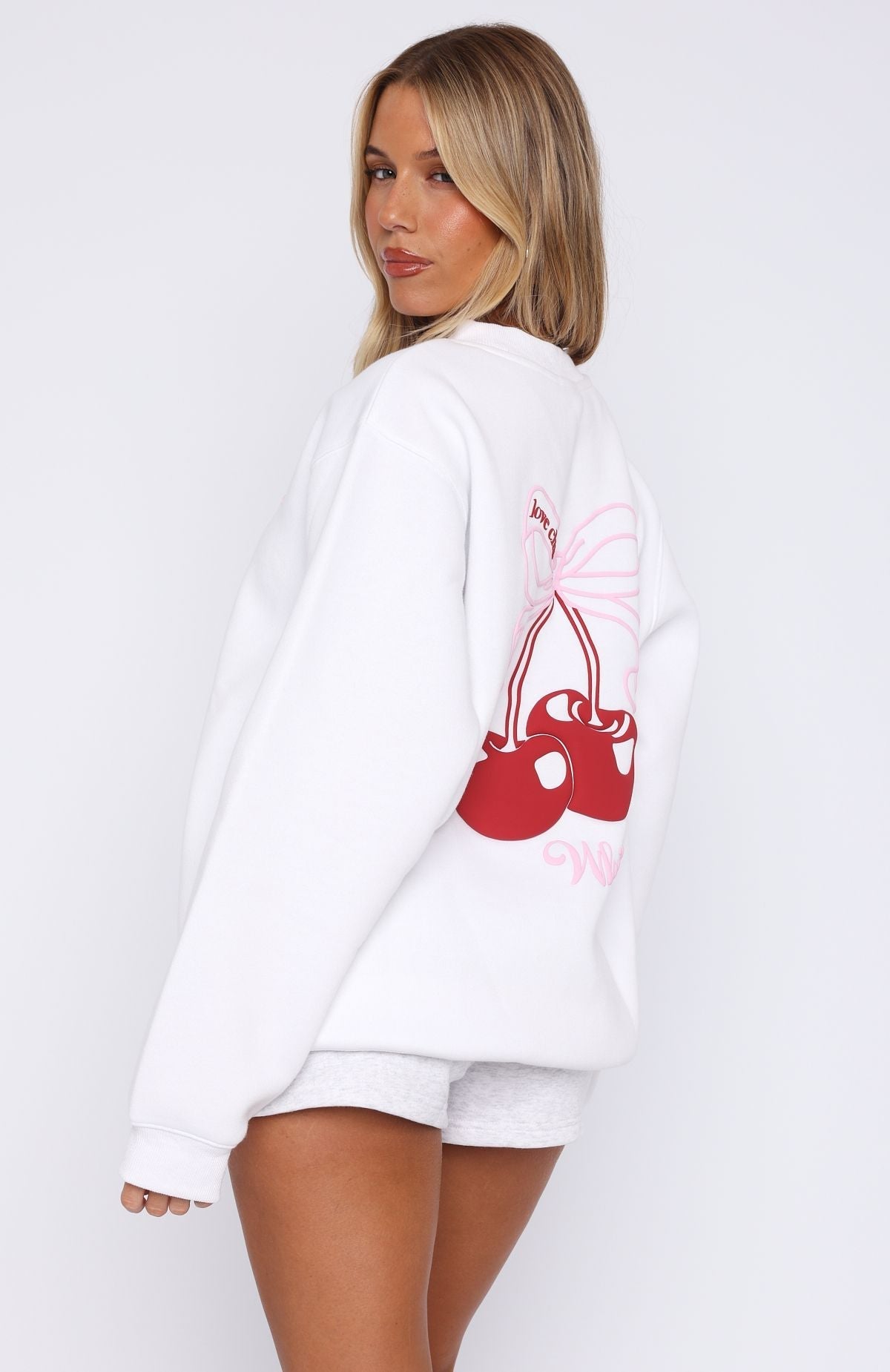 White Fox Fell So Hard Oversized Sweater White