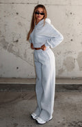 White Fox Stay Lifted Wide Leg Sweatpants Dark Grey Marle