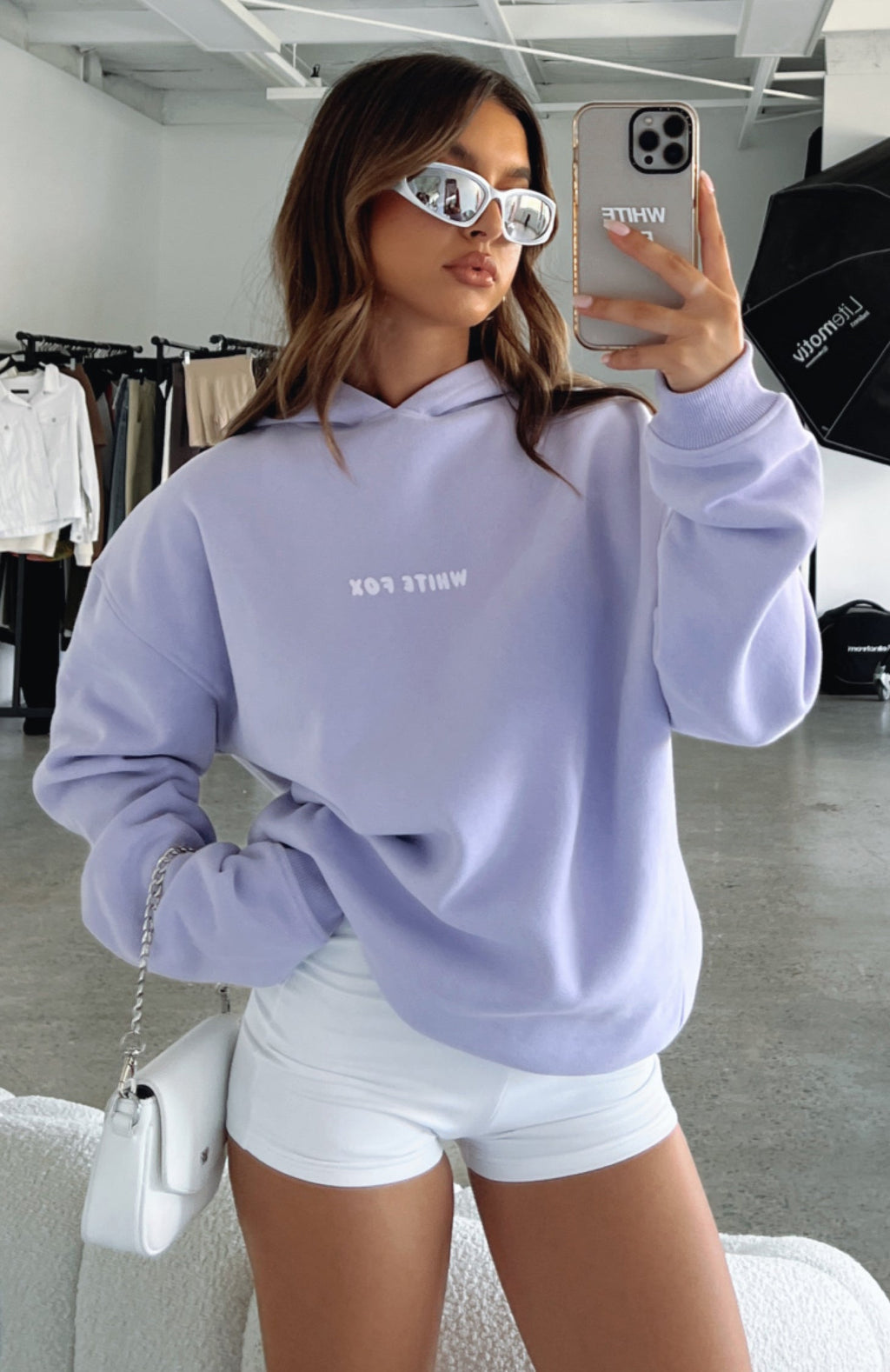White Fox Leisure Series Oversized Hoodie Lavender