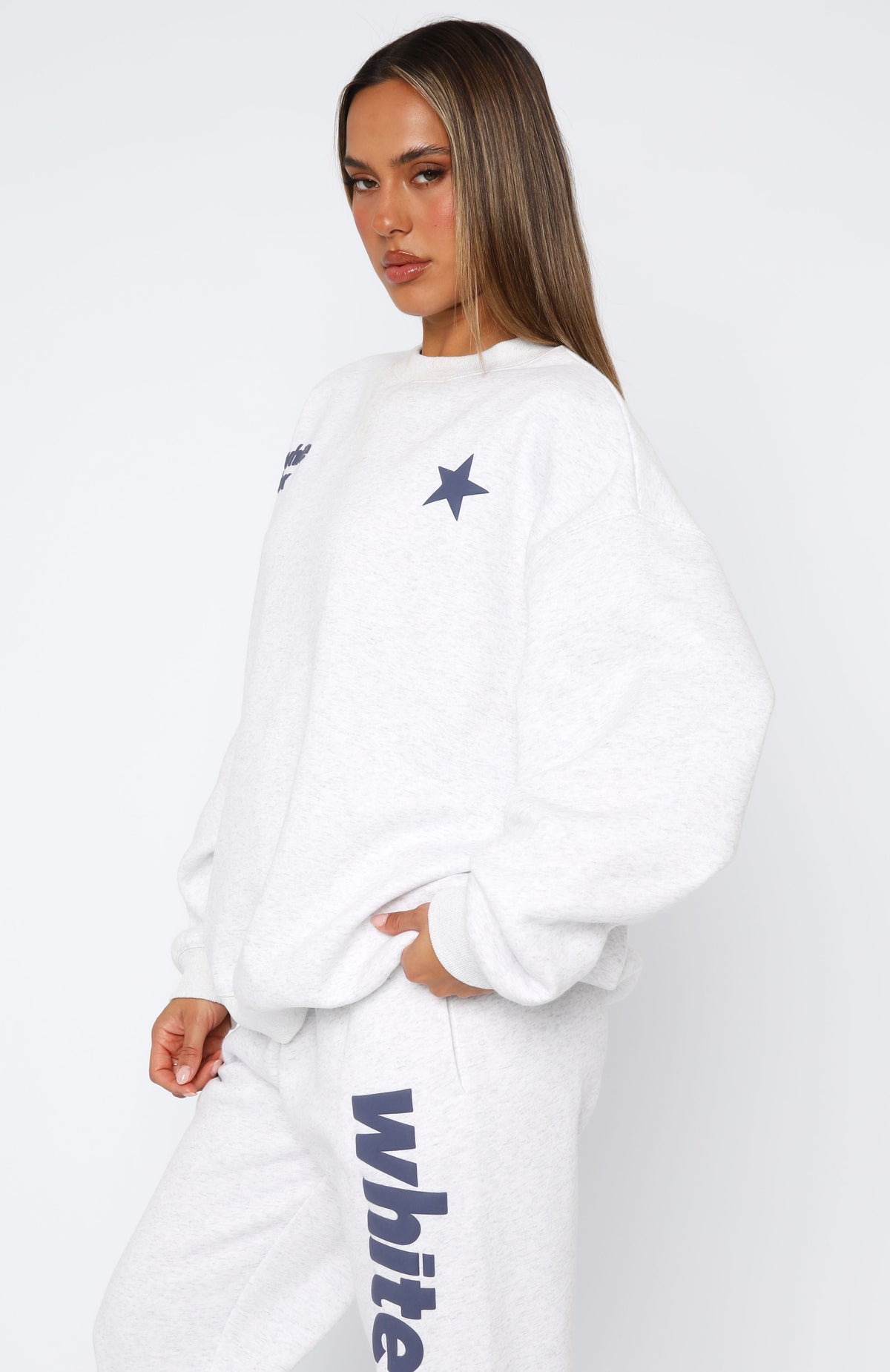 White Fox From The Archives Freya Oversized Sweater Grey Marle