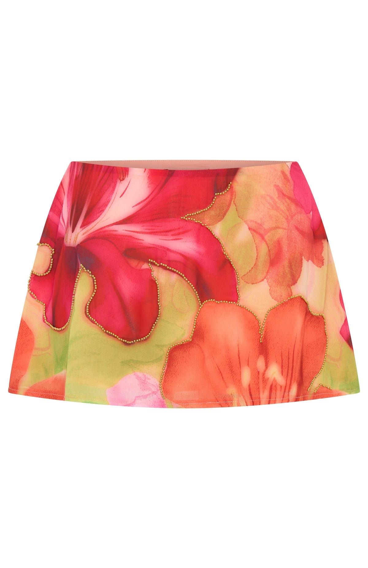 White Fox Nostalgic Dream Beaded Mini Skirt Tropical Bloom