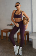 White Fox Go Getter High Waisted Leggings Midnight Plum