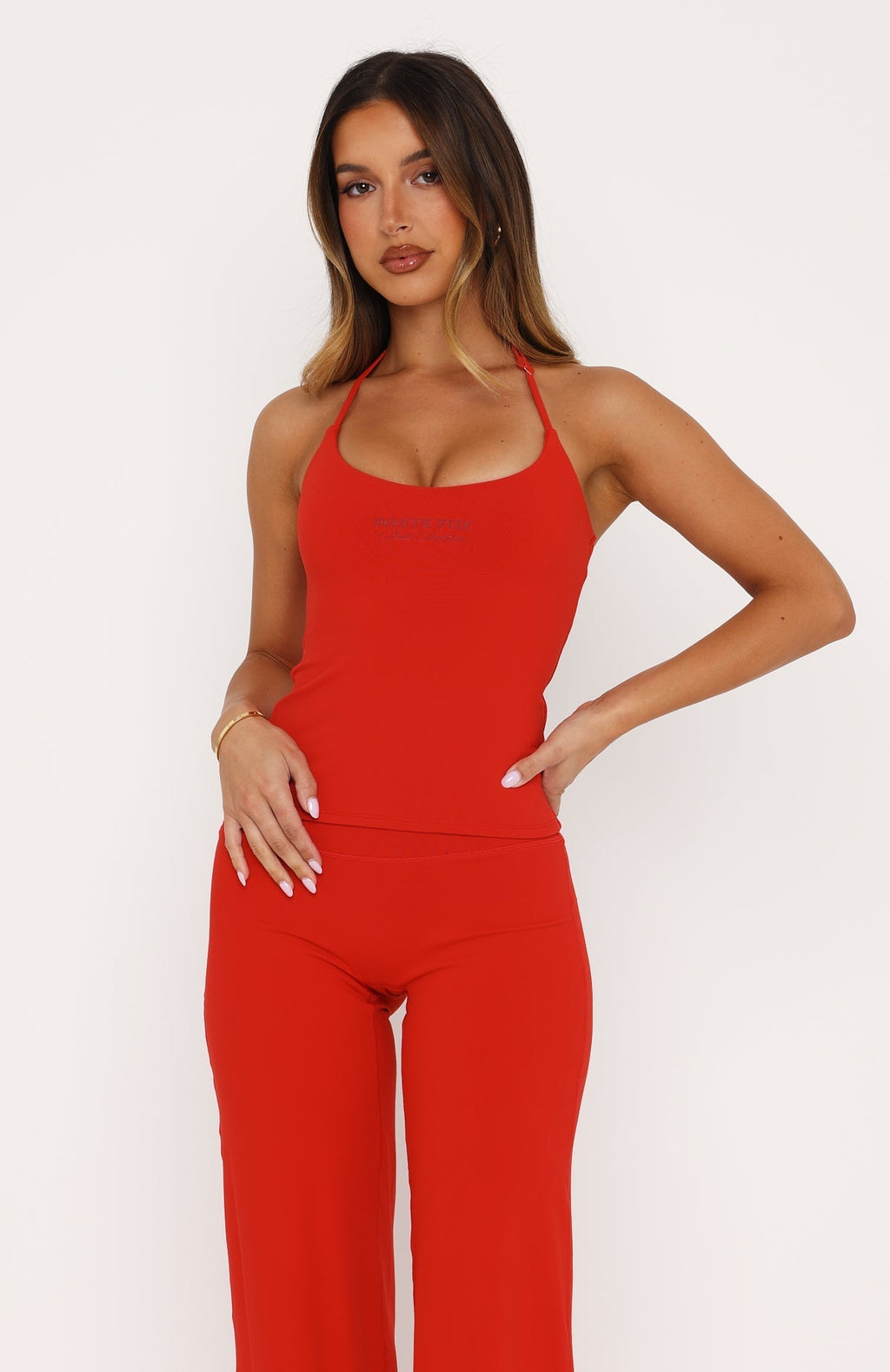 White Fox Studio 17 Lila Halter Top Red