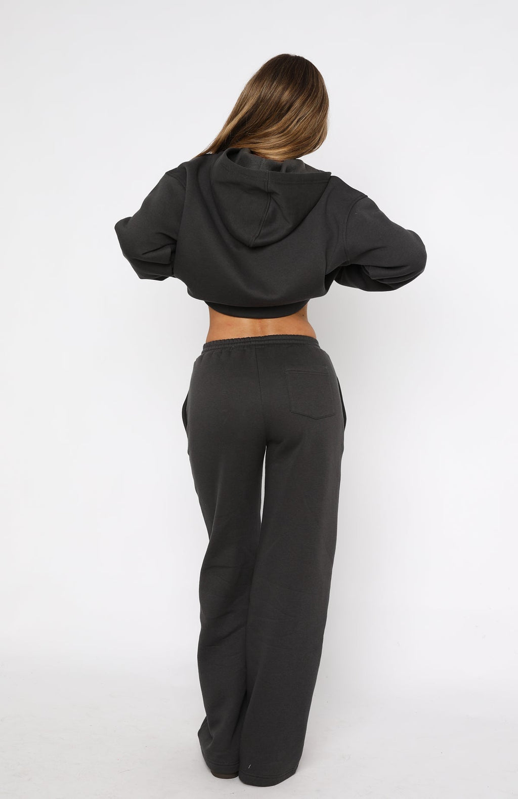 White Fox Match Your Words Wide Leg Sweatpants Charcoal