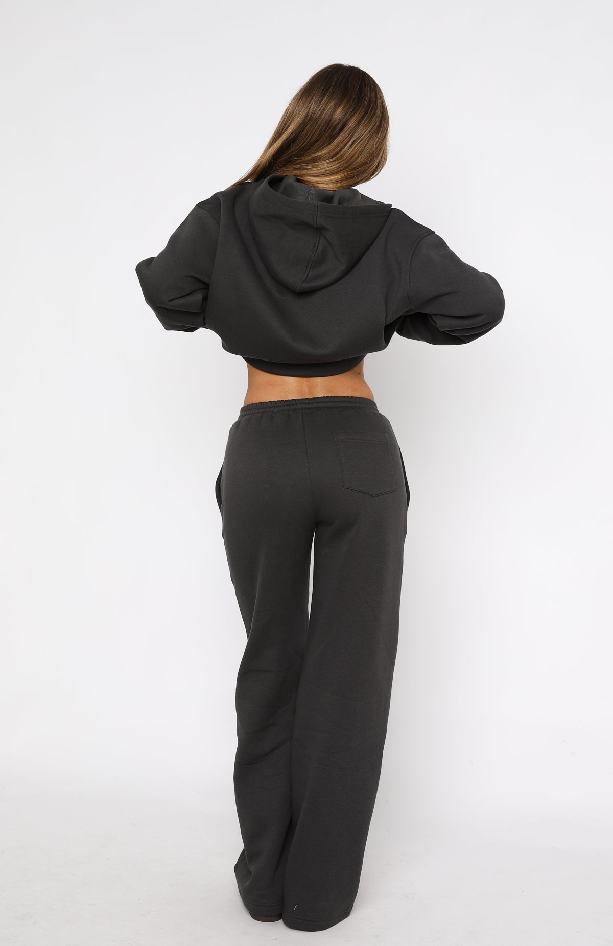 White Fox Match Your Words Wide Leg Sweatpants Charcoal
