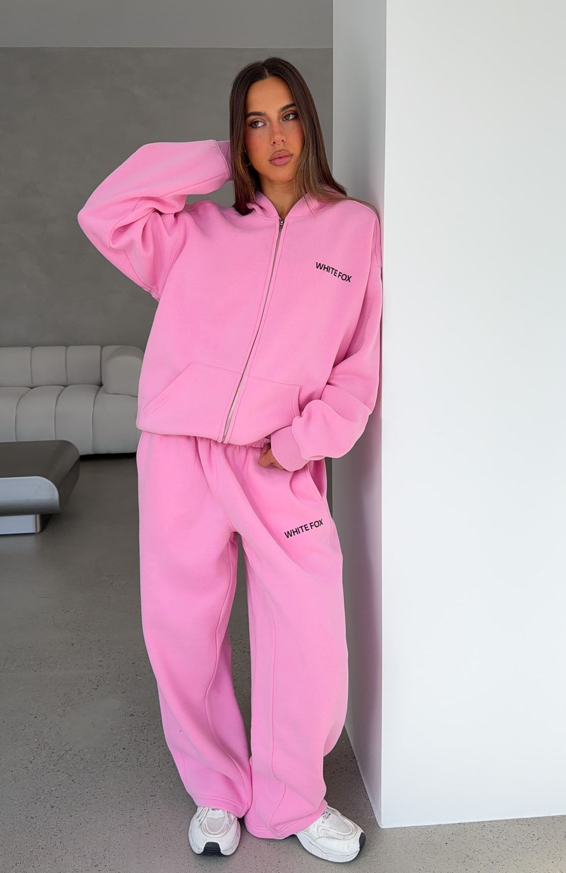 White Fox Core Classic Barrel Leg Sweatpants Pink