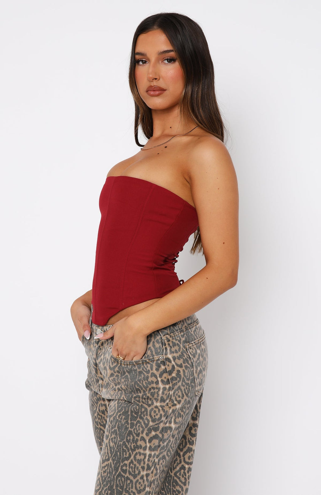 White Fox Let It Go Strapless Bustier Wine