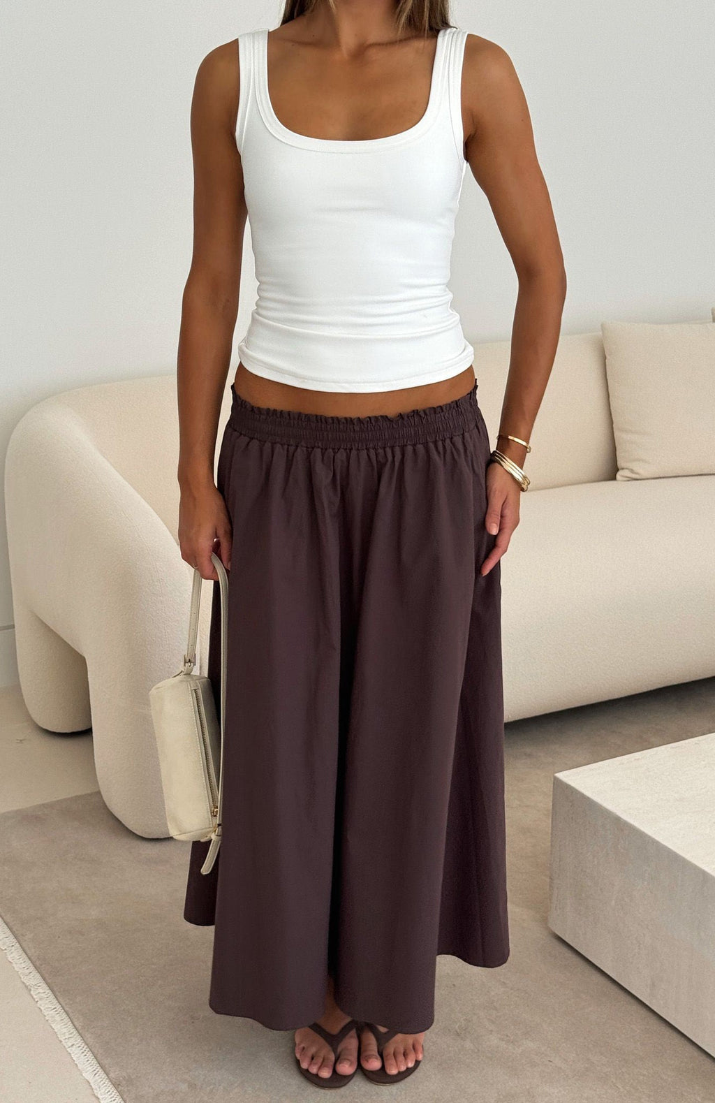 White Fox Lost In Your Love Maxi Skirt Chocolate