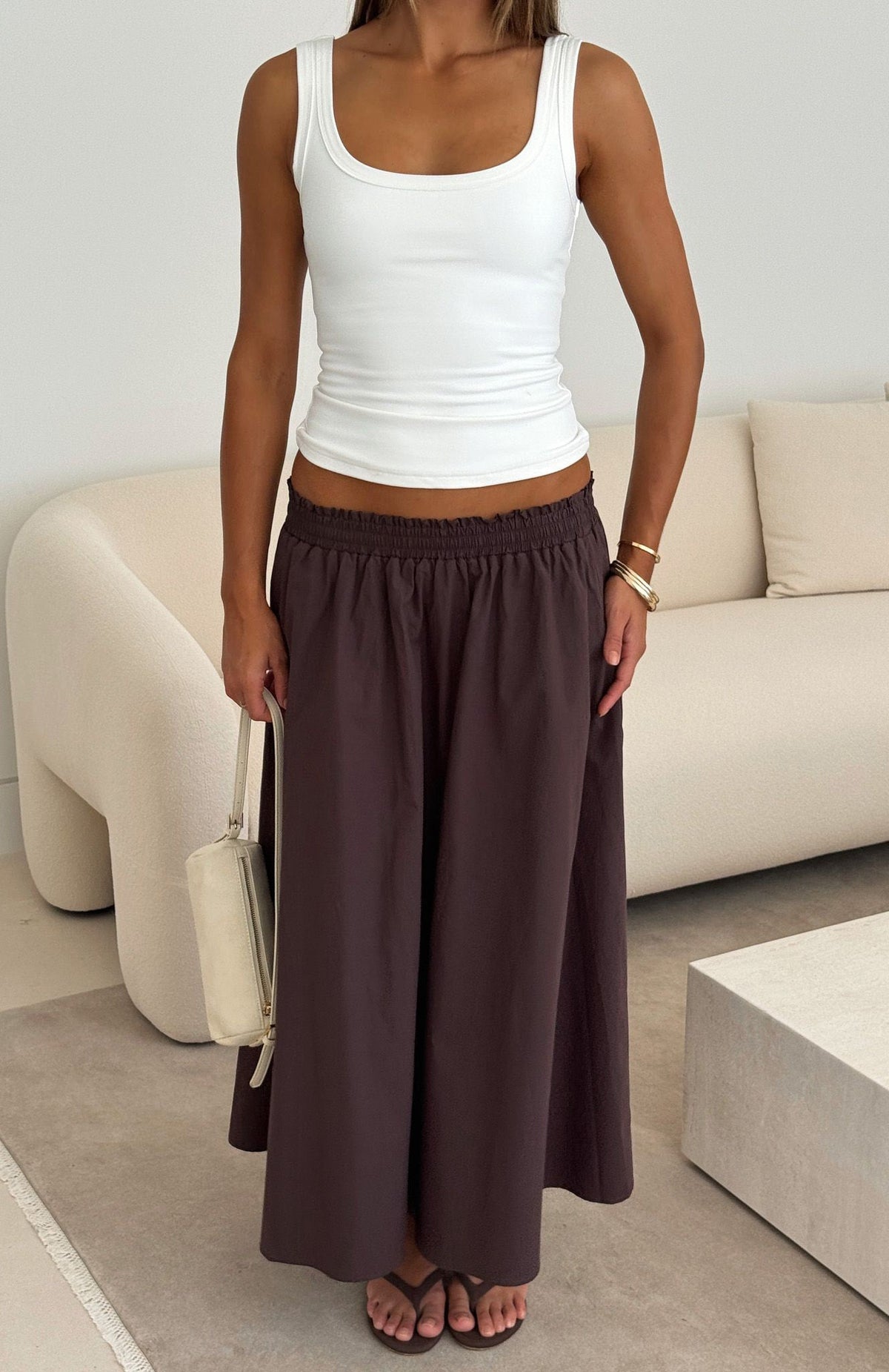 White Fox Lost In Your Love Maxi Skirt Chocolate