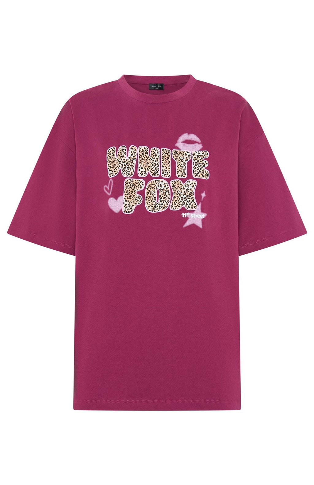 White Fox 11th Street She's So Lucky Oversized Tee Very Berry