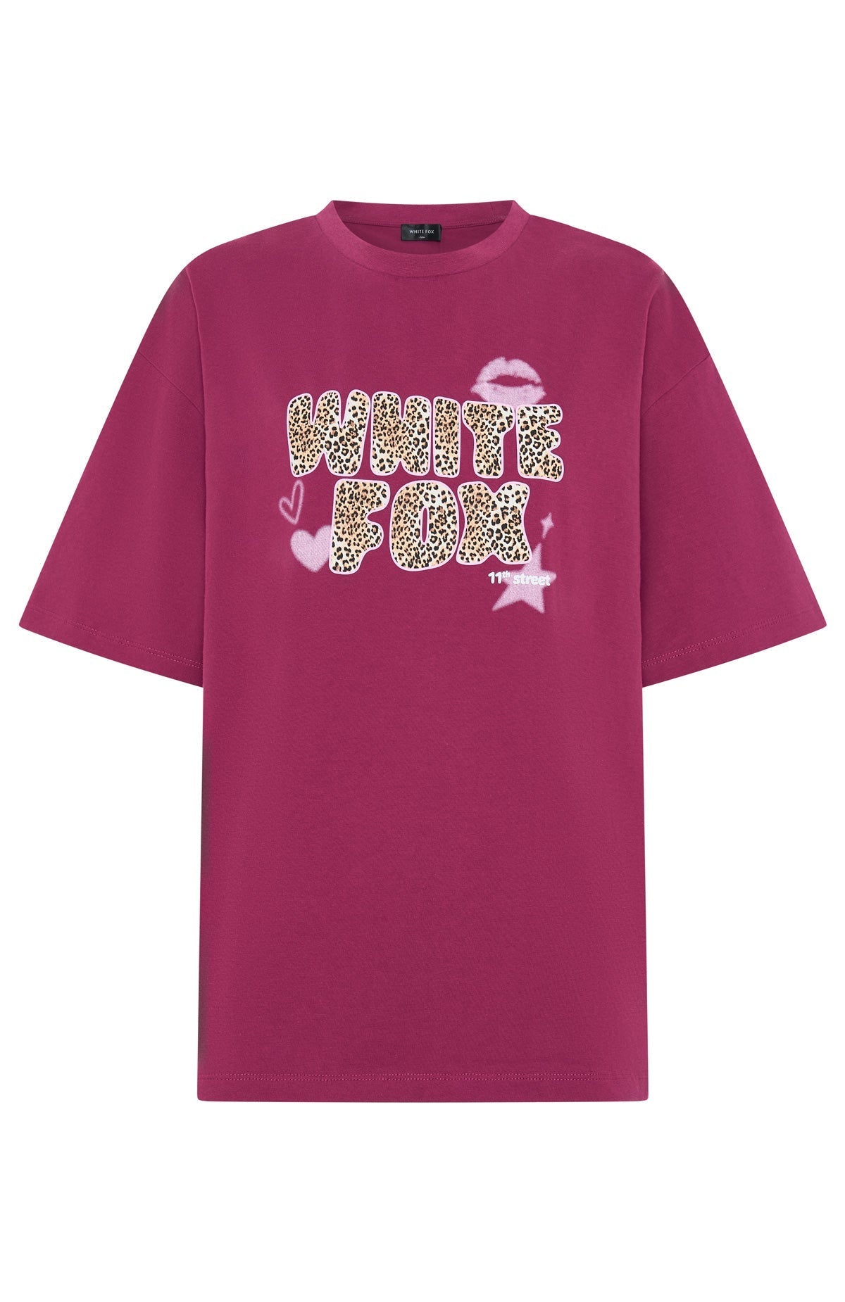 White Fox 11th Street She's So Lucky Oversized Tee Very Berry