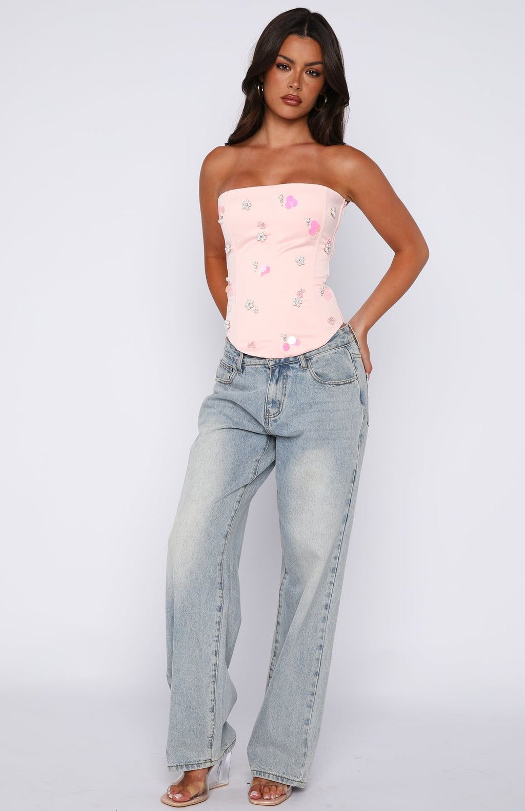 White Fox Summer Love Strapless Bustier Baby Pink