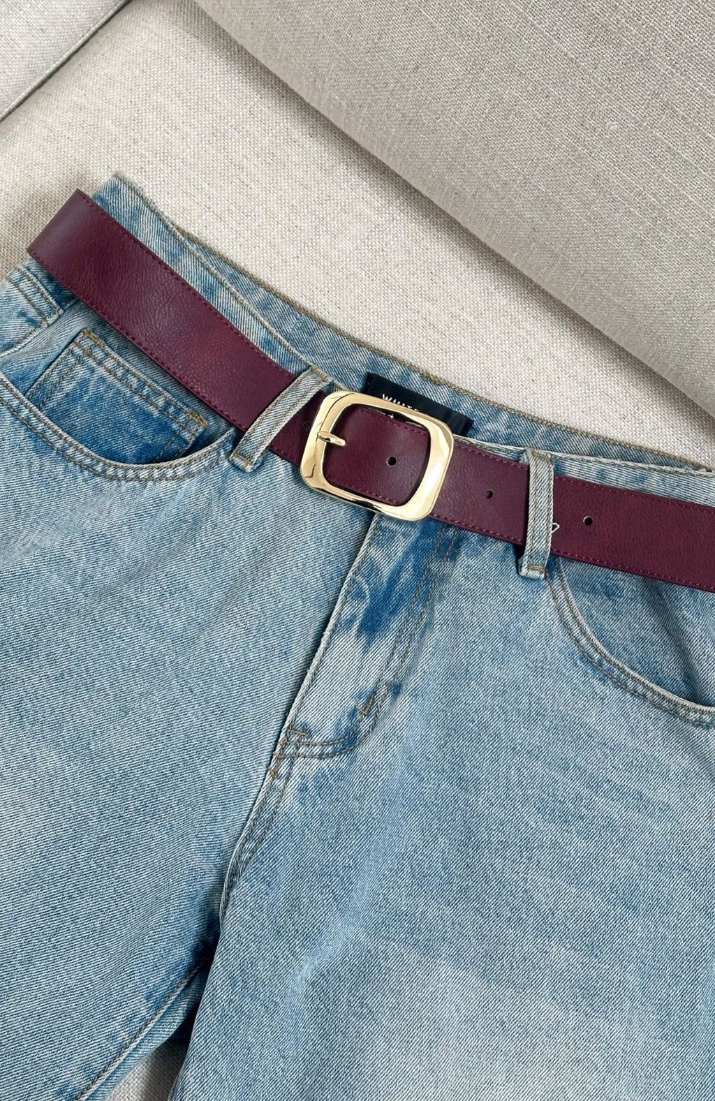 White Fox Reed Belt Burgundy/Gold