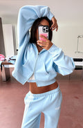 White Fox Release 15 Asalia Boxy Zip Front Hoodie Blue