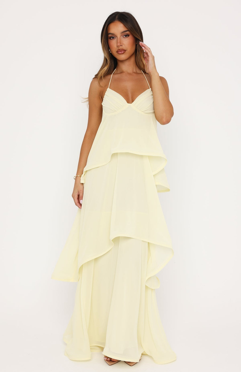 White Fox Twirl With Me Maxi Dress Lemon