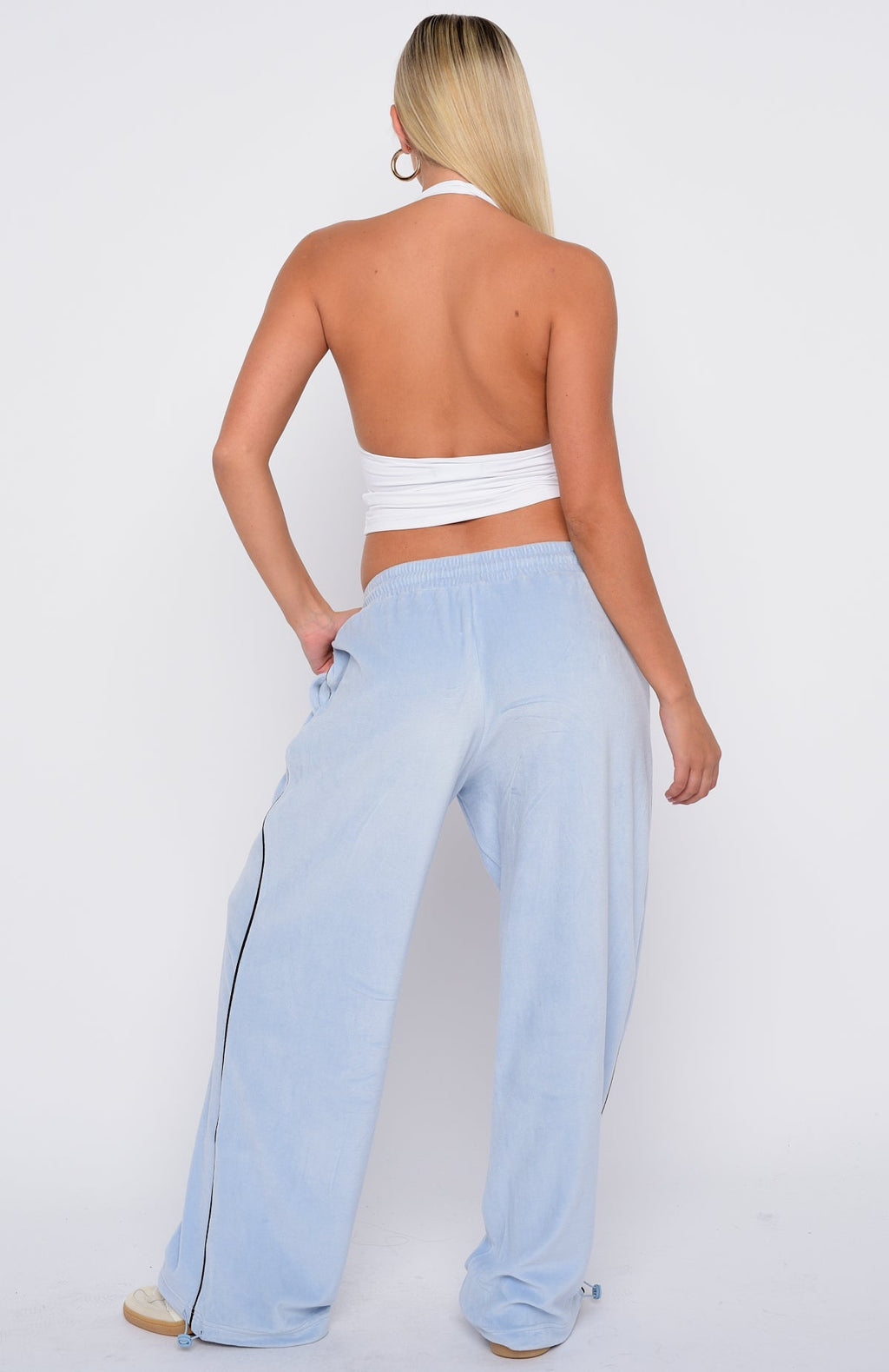 White Fox Soul Fire Velour Pants Baby Blue