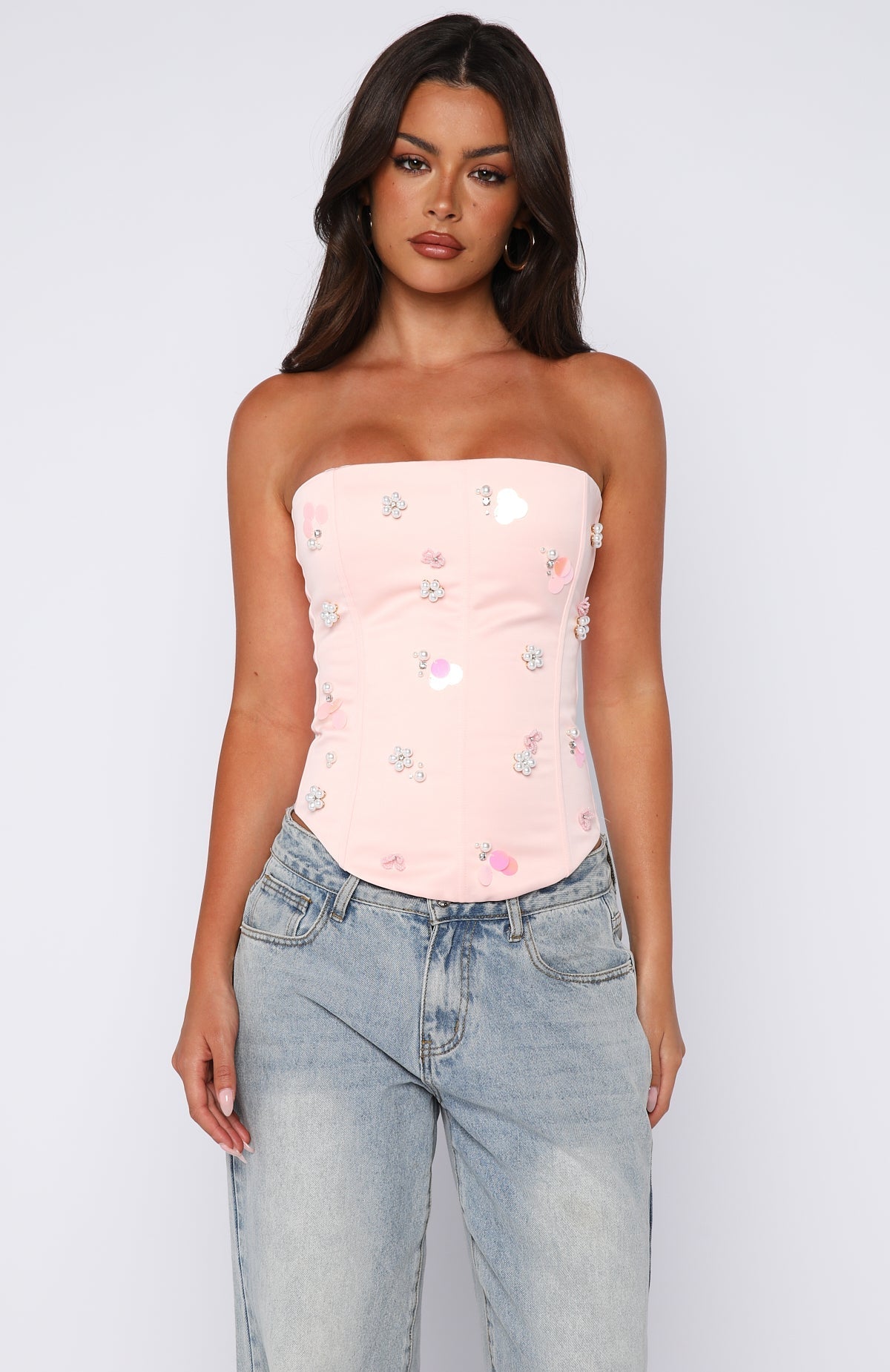 White Fox Summer Love Strapless Bustier Baby Pink