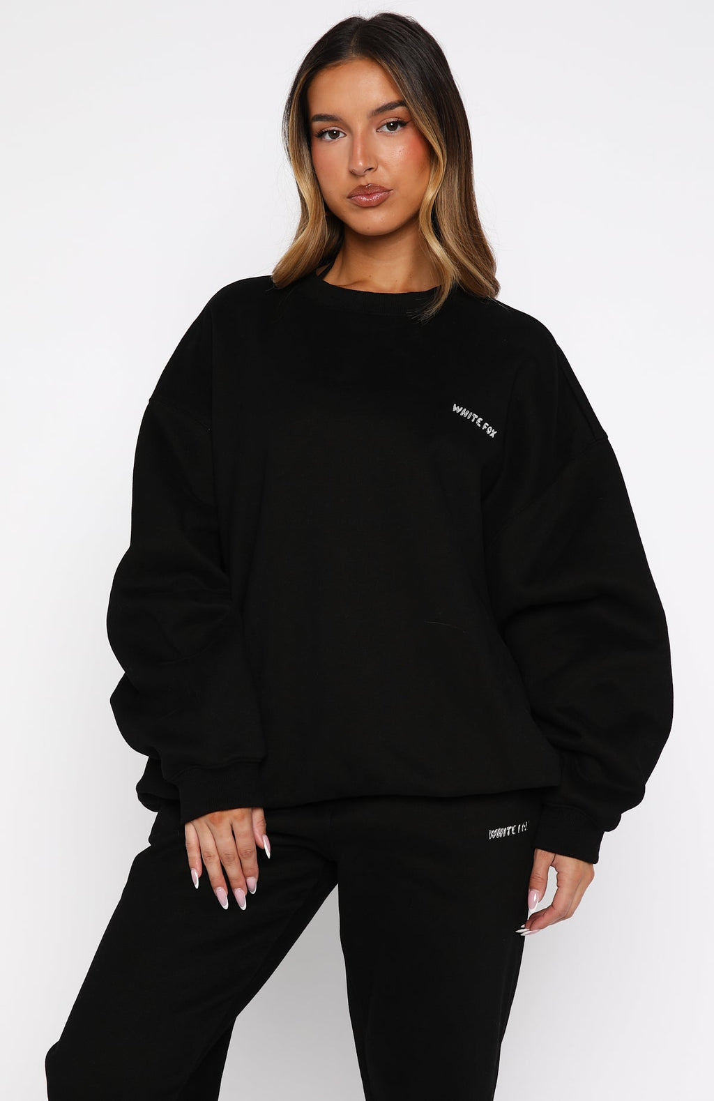 White Fox Test Drive Oversized Sweater Black