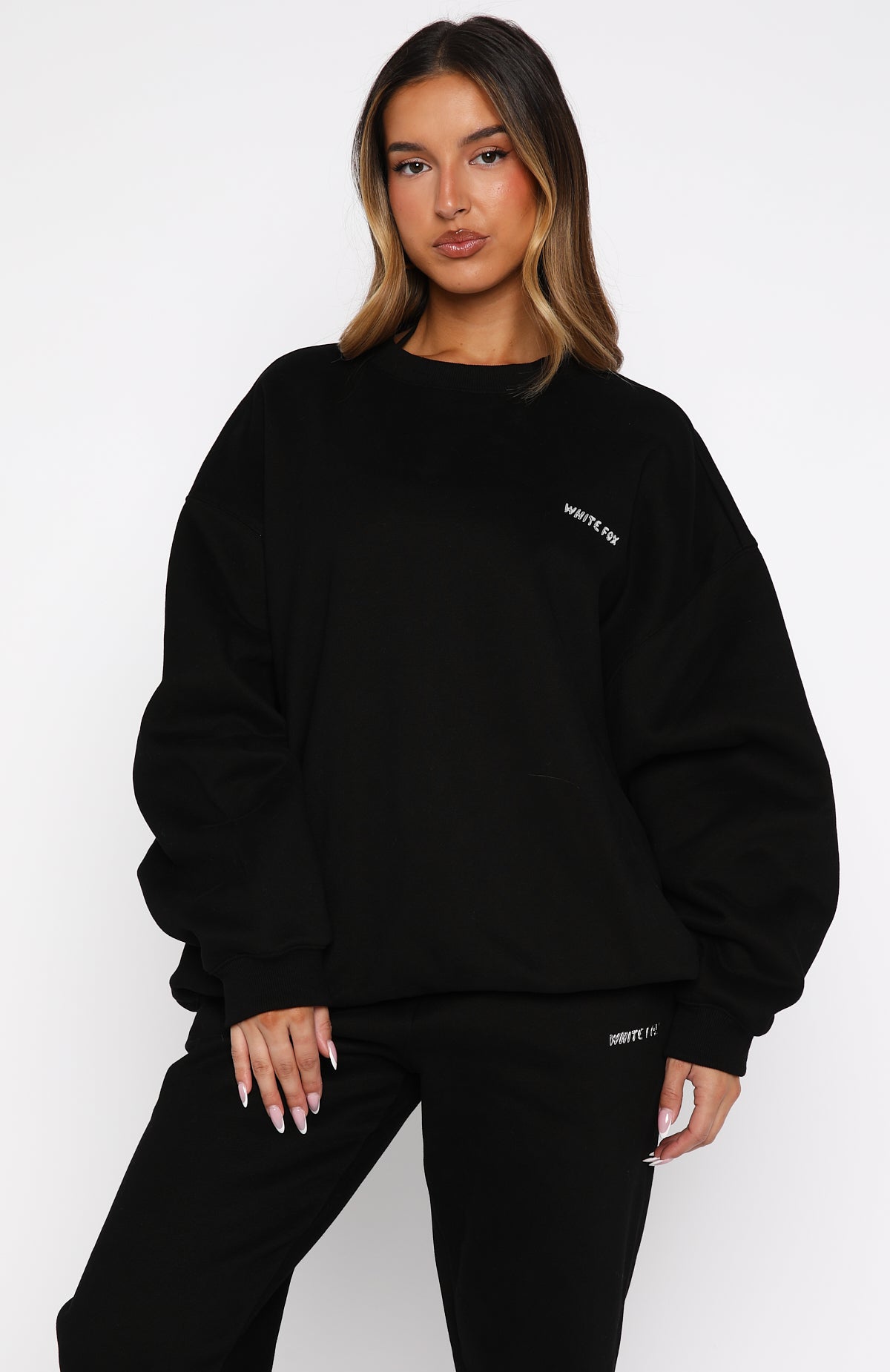 White Fox Test Drive Oversized Sweater Black