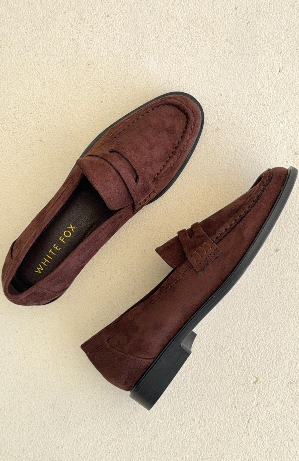 White Fox Judson Loafers Chocolate Faux Suede