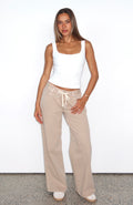 White Fox Kendall Mid Rise Wide Leg Jeans Sesame Wash