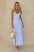 White Fox Truly Unforgettable Maxi Dress Blue Stripe