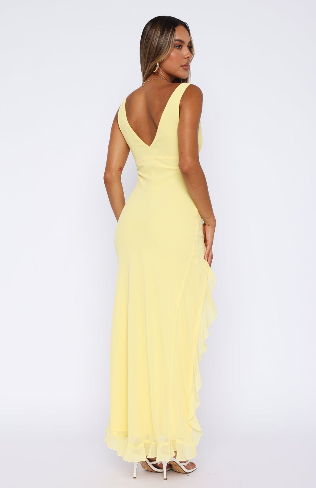 White Fox Tell Me Everything Maxi Dress Lemon