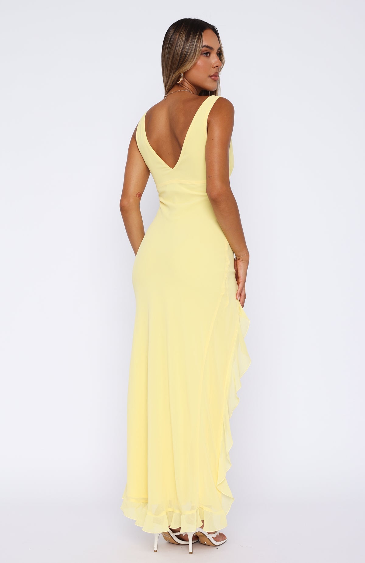 White Fox Tell Me Everything Maxi Dress Lemon