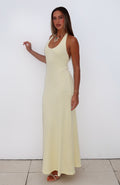 White Fox Took A Chance Halter Maxi Dress Lemon