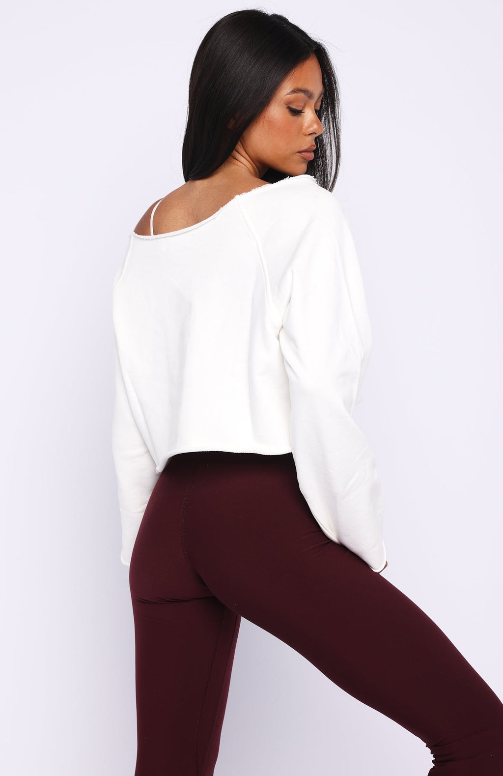 White Fox Keep It Rolling Cropped Off Shoulder Sweater Off White