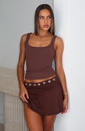 White Fox Sunset Avenue Mini Skirt Chocolate