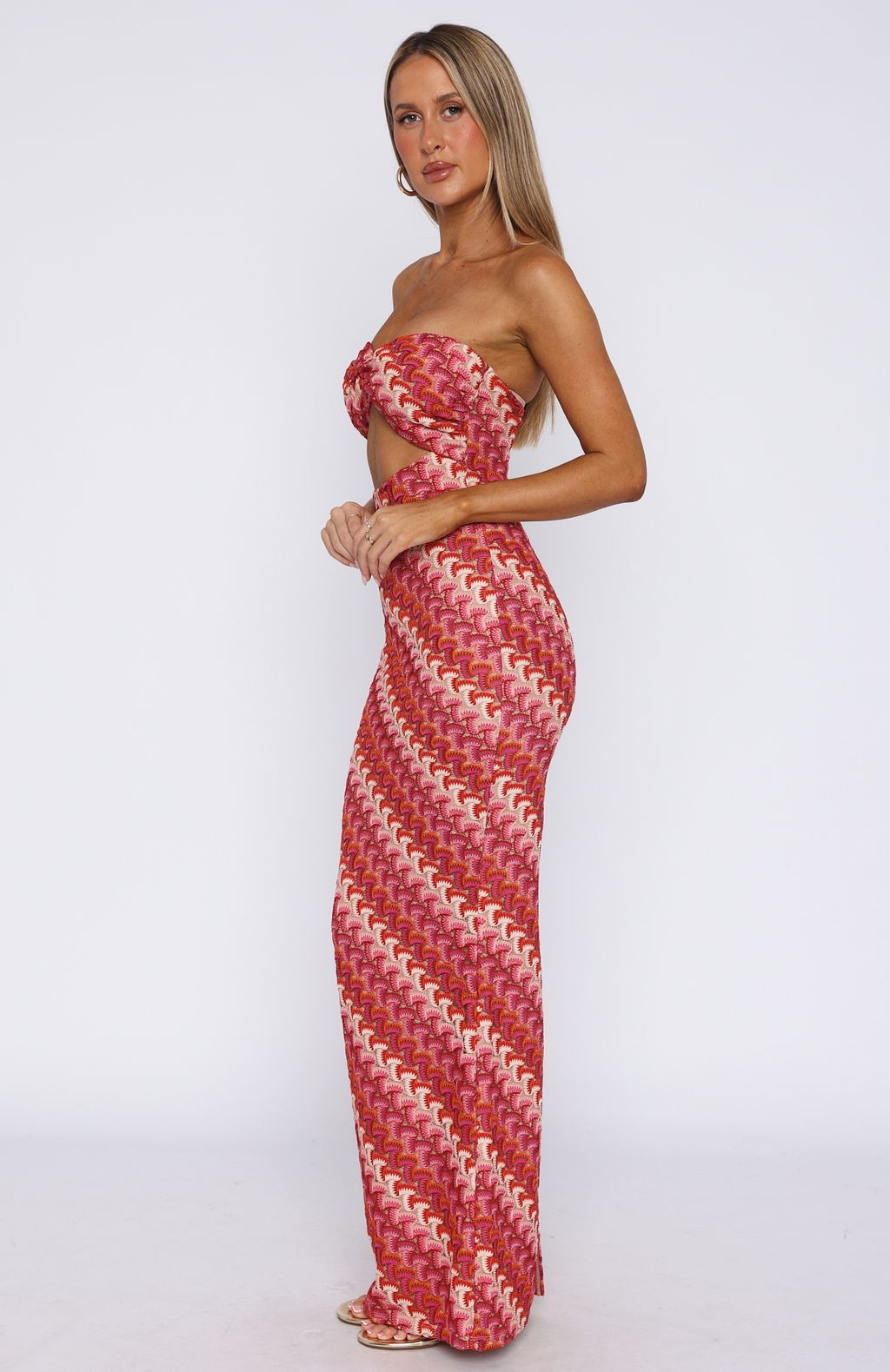 White Fox Rock Your World Strapless Maxi Dress Berry