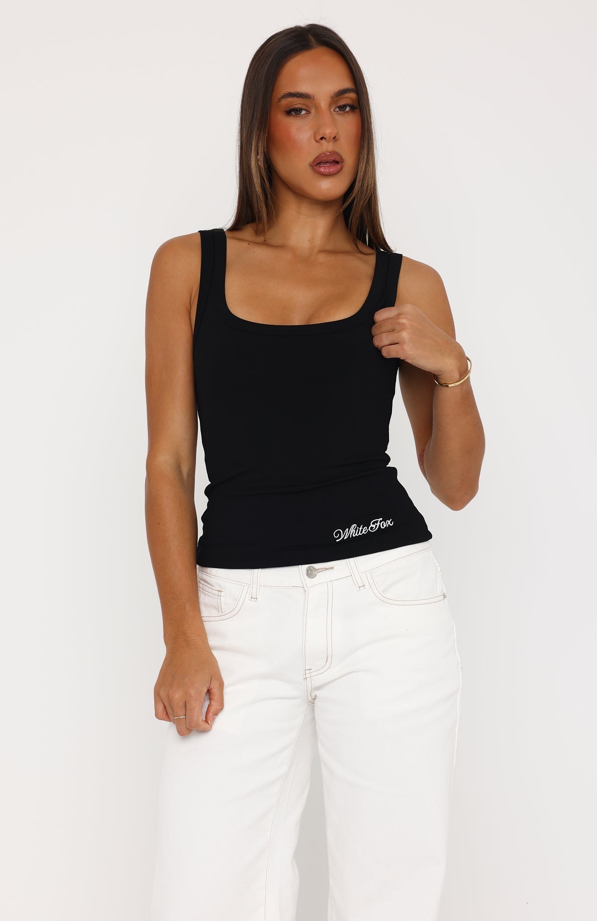 White Fox Taking Risks Tank Top Black