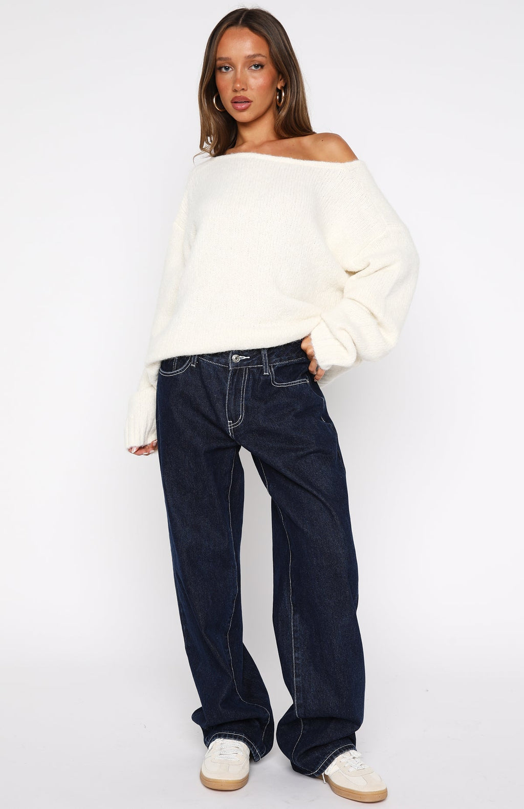 White Fox Softer Love Knit Sweater Off White