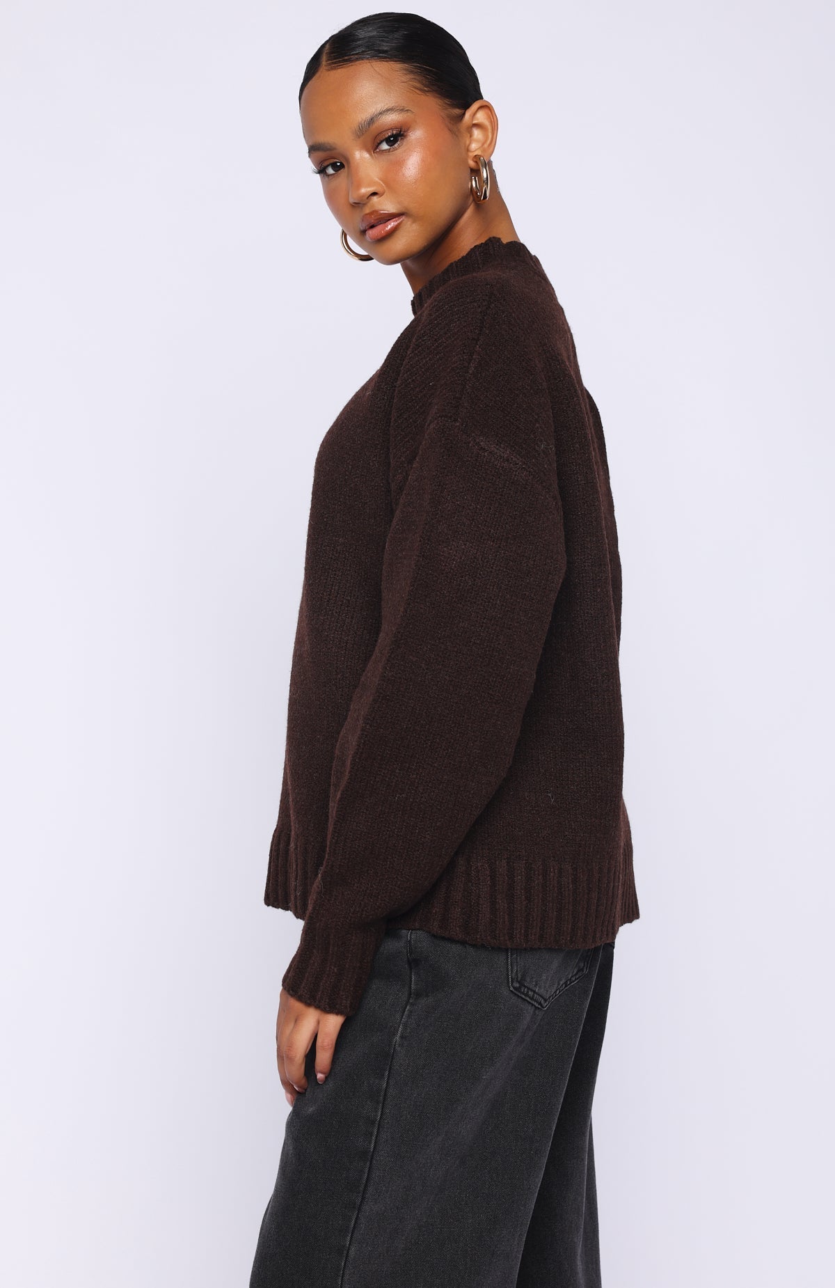 White Fox Apres Ski With Me Knit Sweater Chocolate