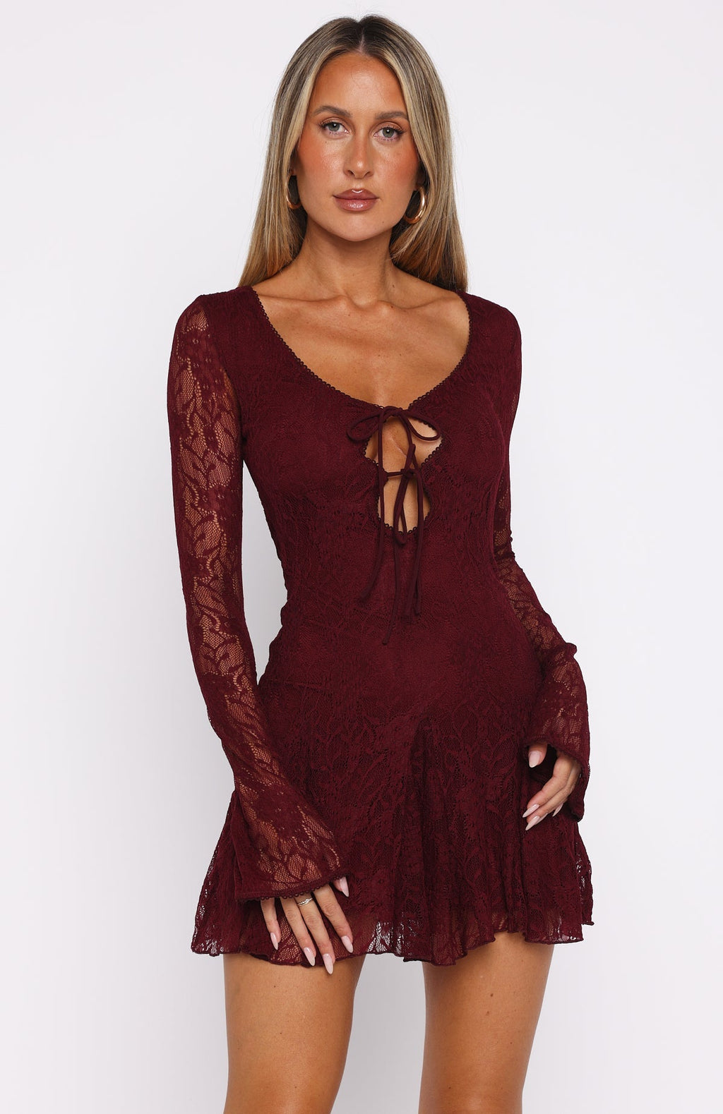 White Fox With Every Heart Beat Mini Dress Burgundy