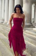 White Fox Venetian Dreams Strapless Midi Dress Dragonfruit