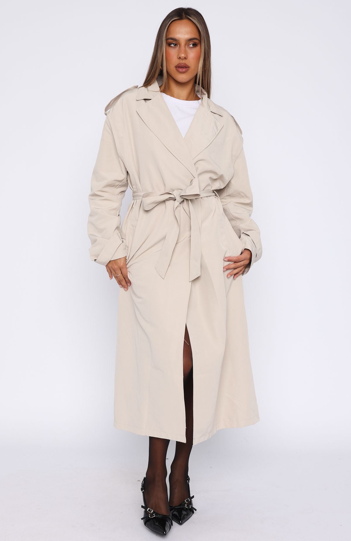 White Fox Working Overtime Trench Beige