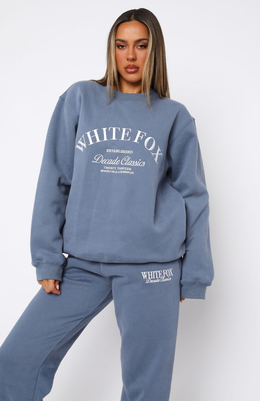 White Fox Decade Classics Essential Oversized Sweater Ocean