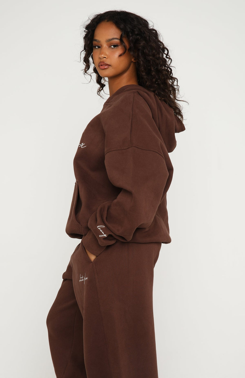 White Fox Know What You Want Oversized Hoodie Chocolate
